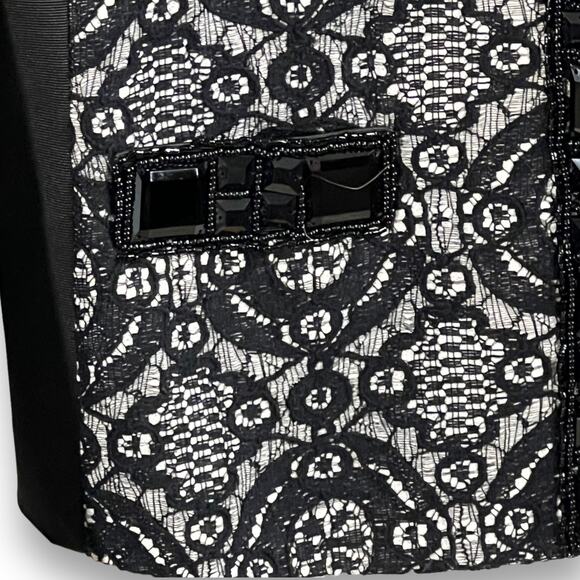 Michael Simon Lace Beaded Jacket Black Evening Bolero Party Petite L - Picture 7 of 11